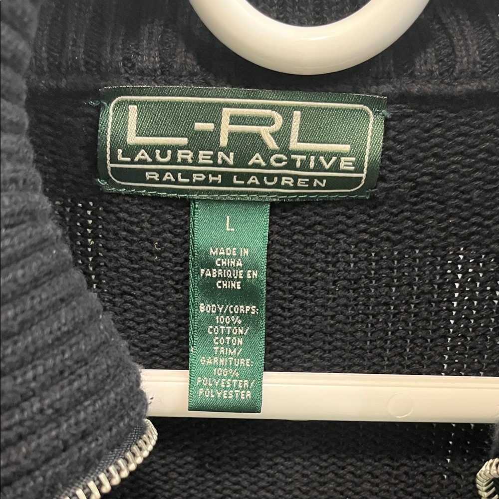 Ralph Lauren Black Cotton Zip-Up Sweater - Picture 2 of 3